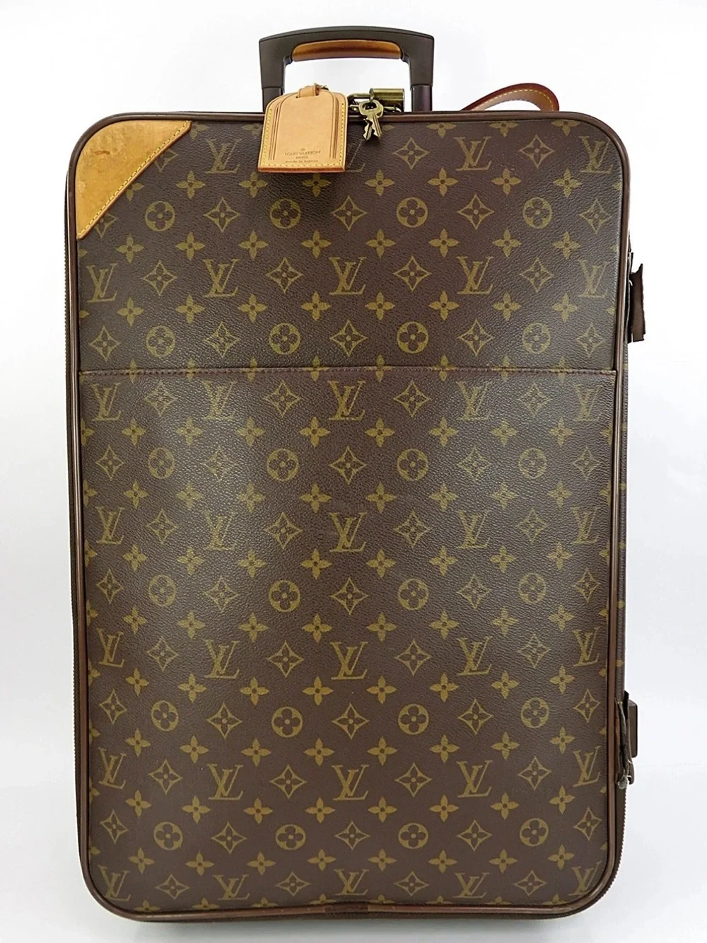 Louis Vuitton Brown Monogram Carry-On Suitcase with Leather Trim